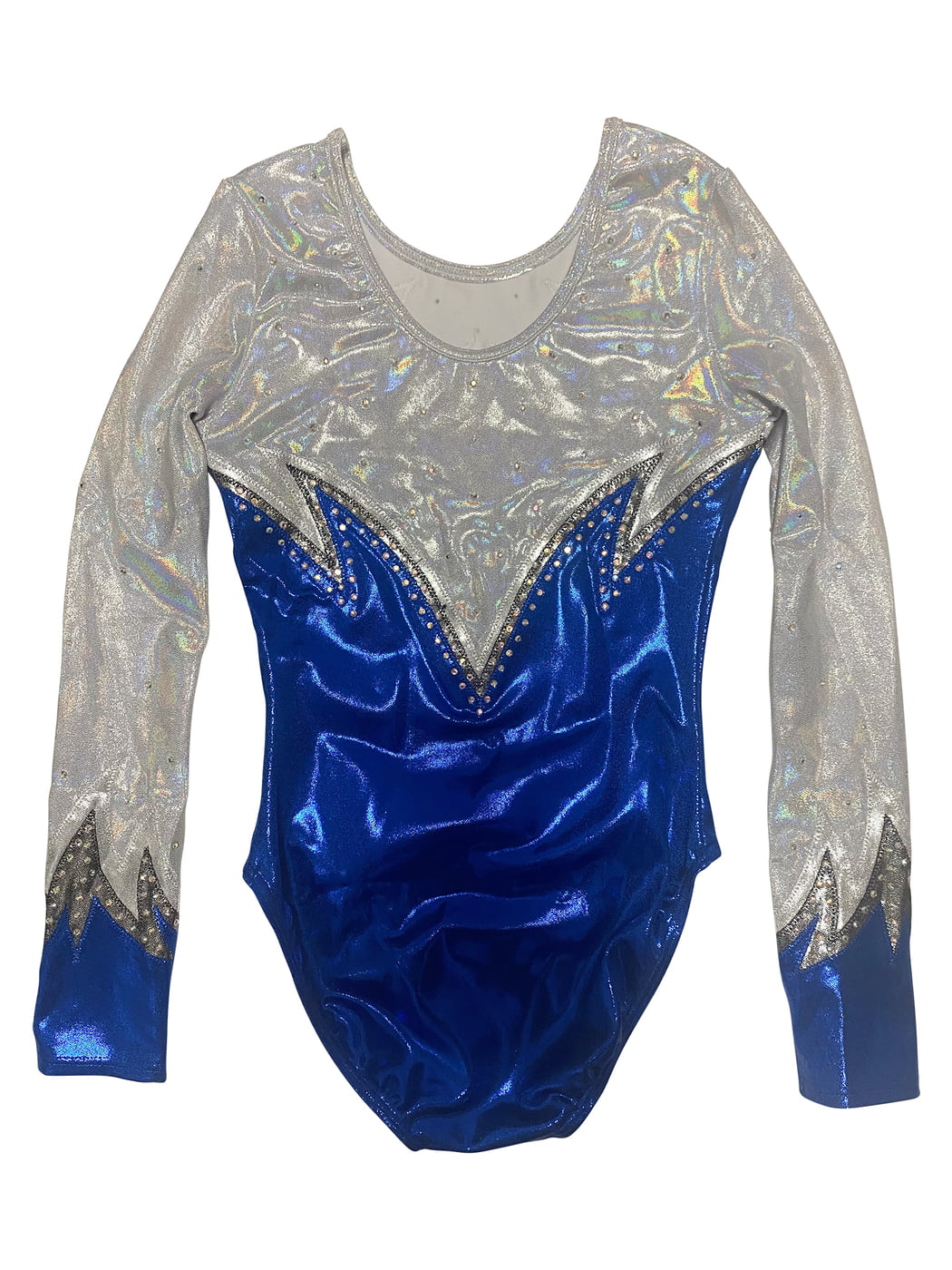 BLUE SILVER SHINY FOIL MYSTIQUE RHINESTONES LONG SLEEVE