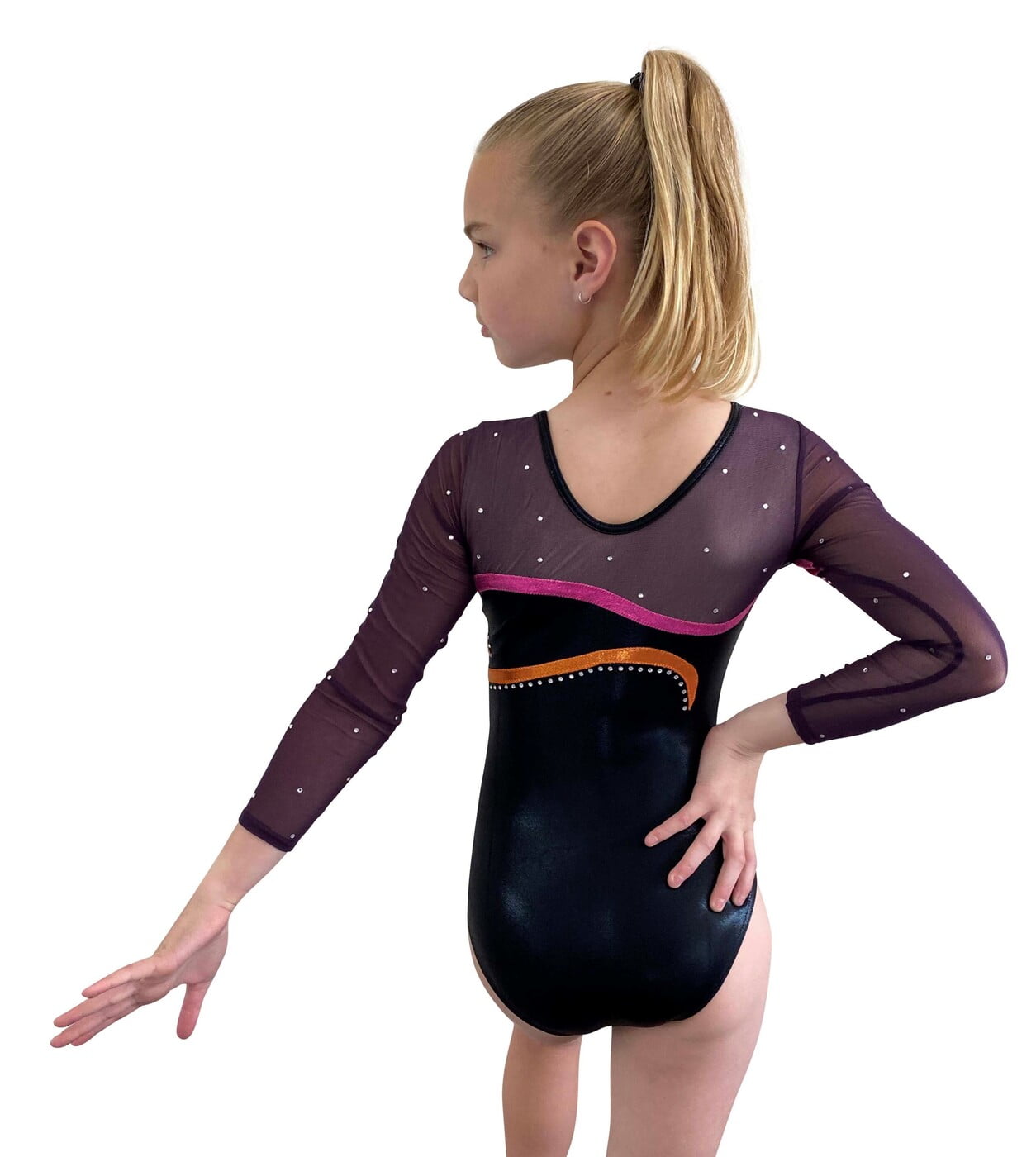 BLACK MYSTIQUE PINK/ORANGE SWIRLS LONG SLEEVES