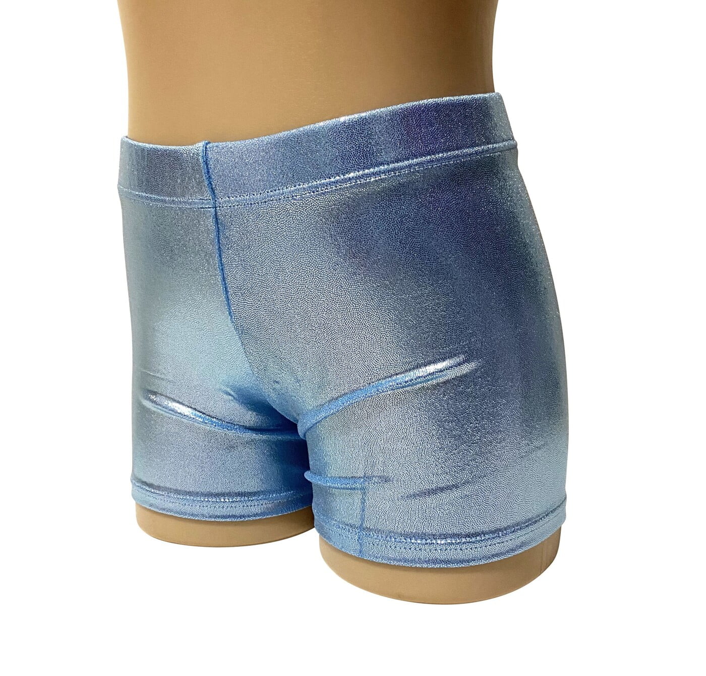 ICE BLUE SHINY FOIL MYSTIQUE BIKE SHORTS