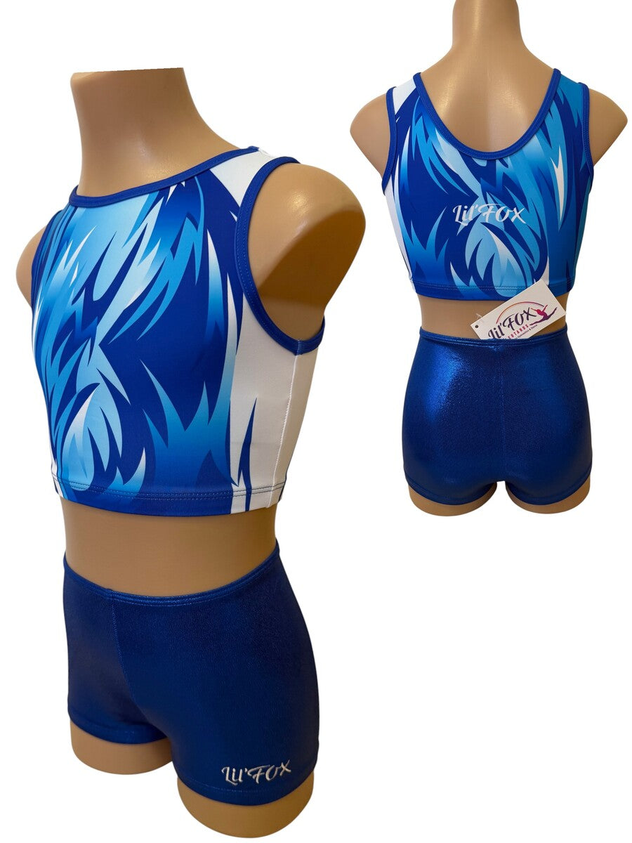 CELESTIAL CROP SET with DEEP ROYAL BLUE SHORTS