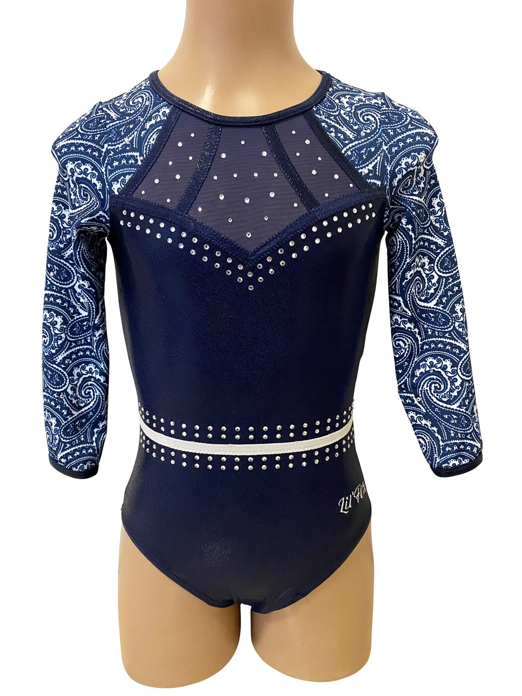 NAVY PHOENIX WITH PAISLEY AND CRYSTALS 3/4 SLEEVE
