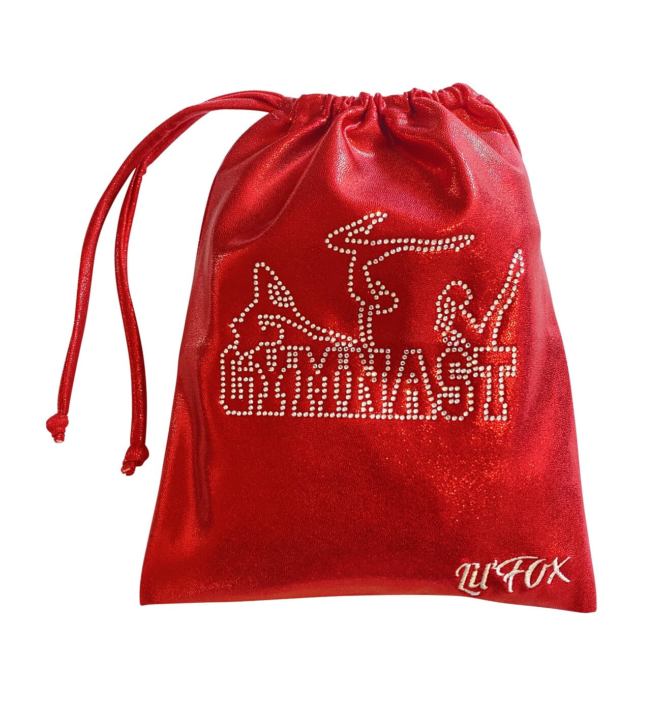 RED MYSTIQUE GRIP BAG WITH 'GYMNAST' RHINESTONES
