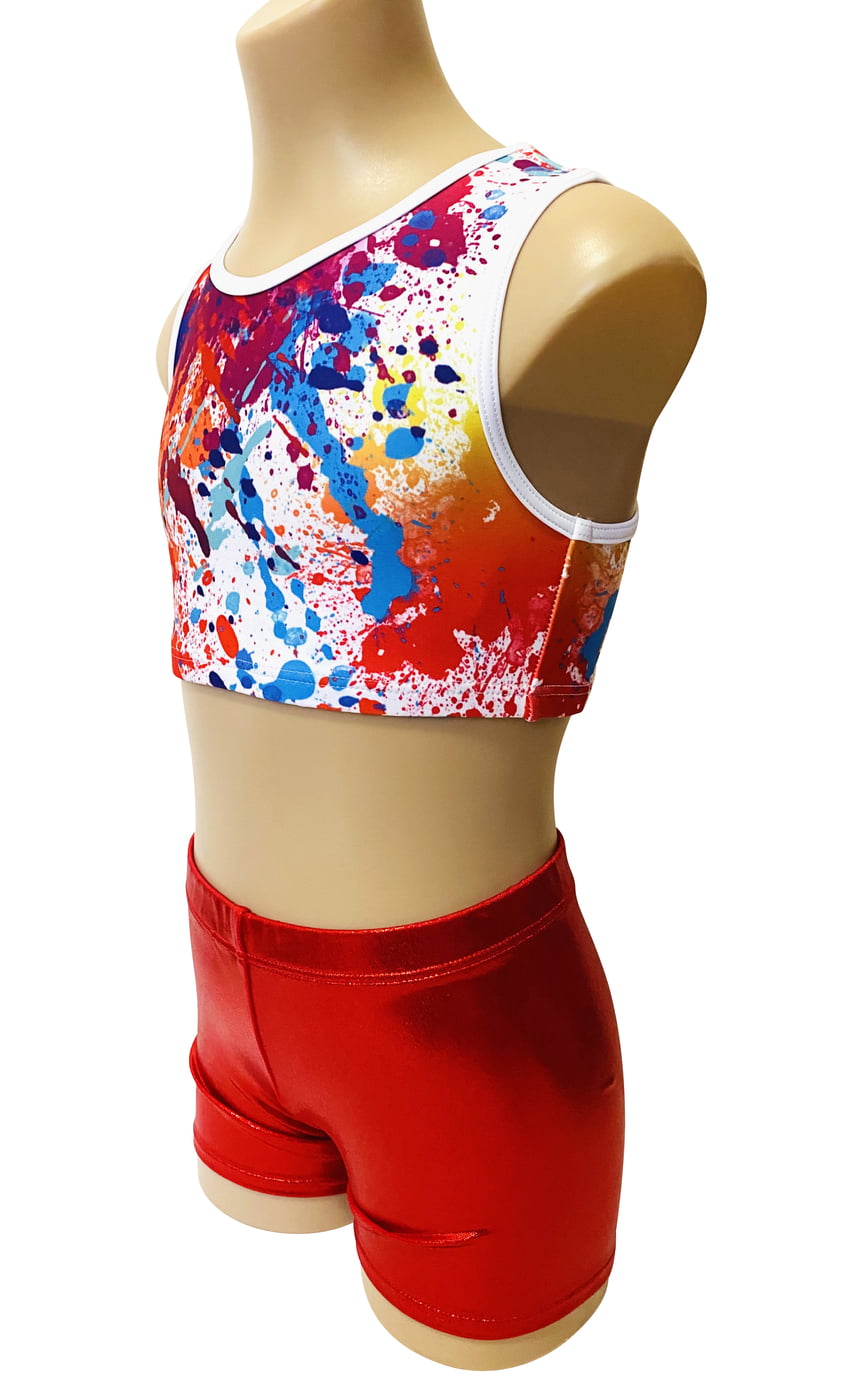 RAINBOW SPLAT RED CROP SET