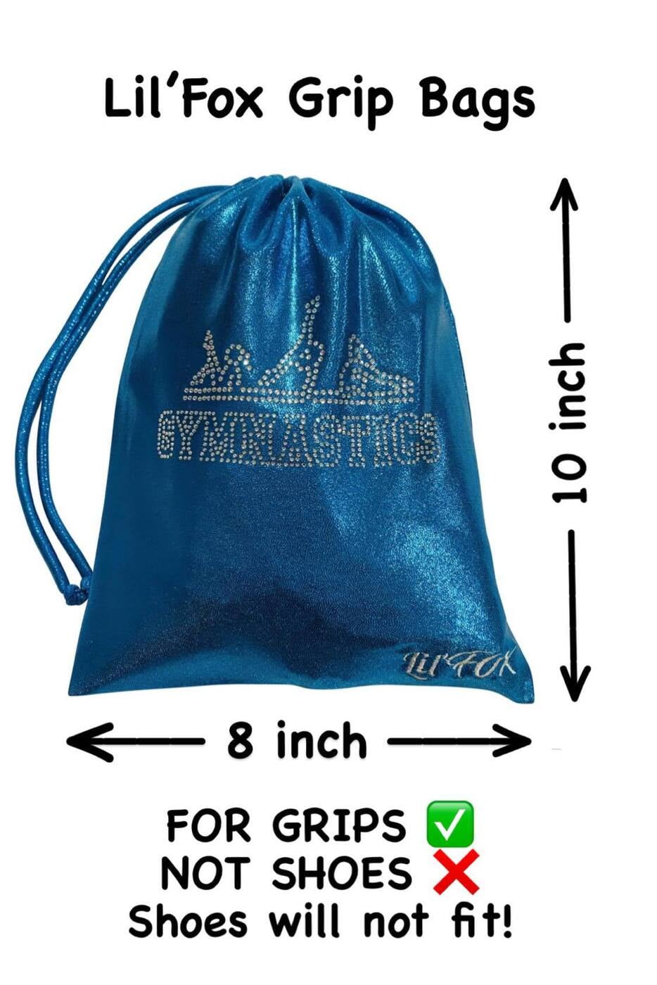 OCEAN BLUE SHINY MYSTIQUE GRIP BAG WITH RHINESTONES 8x10"