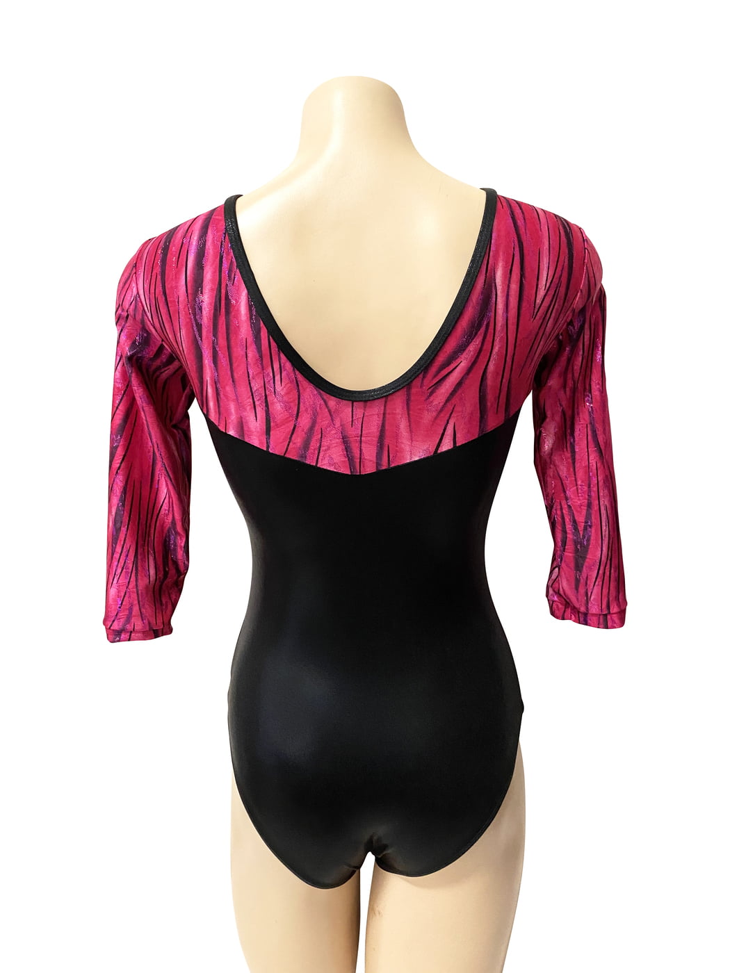 BLACK AND HOT PINK SHINY FOIL 3/4 LONG SLEEVE