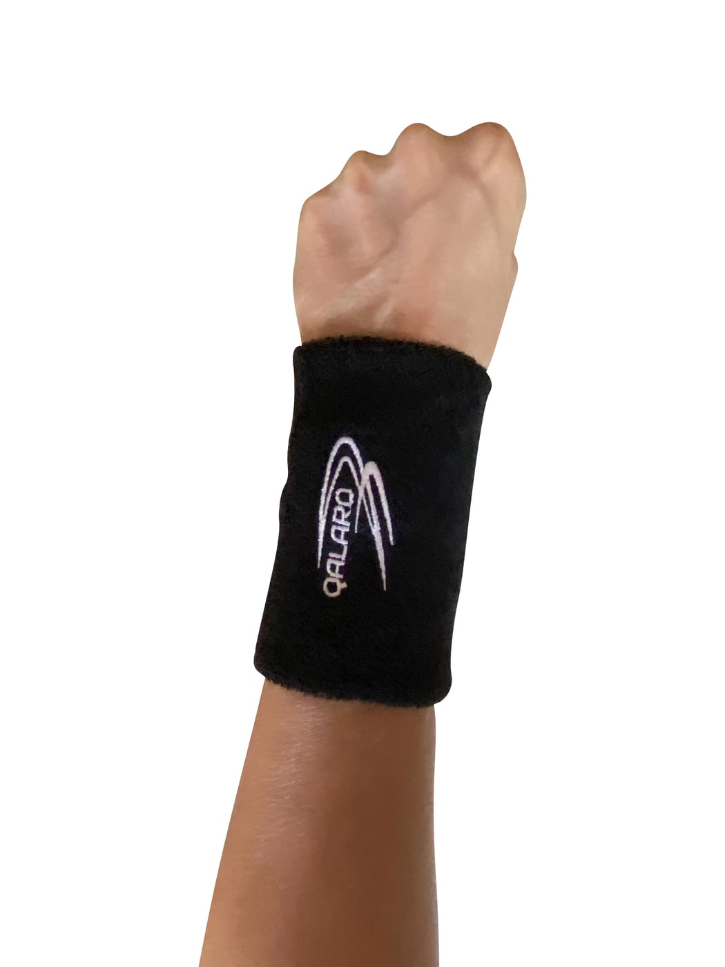QALARO BLACK JUNIOR WRIST BANDS 10cm length (pair)