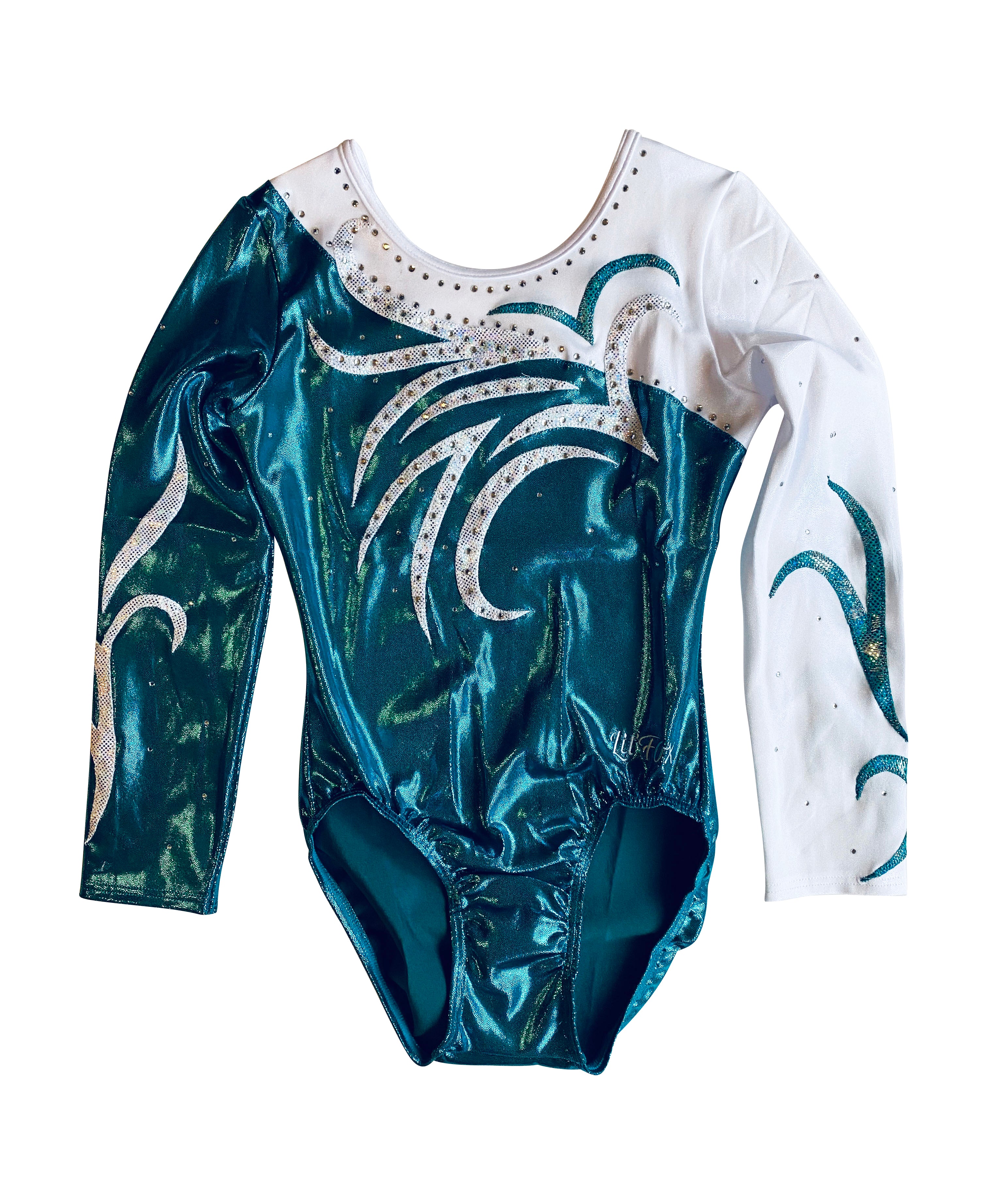 TEAL GREEN WHITE SHINY MYSTIQUE LONG SLEEVE