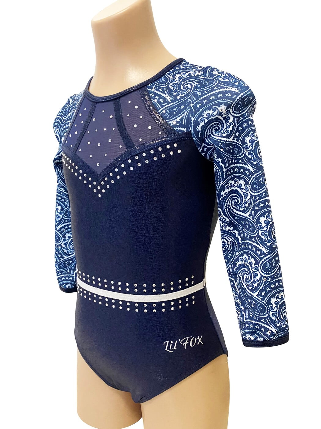 NAVY PHOENIX WITH PAISLEY AND CRYSTALS 3/4 SLEEVE