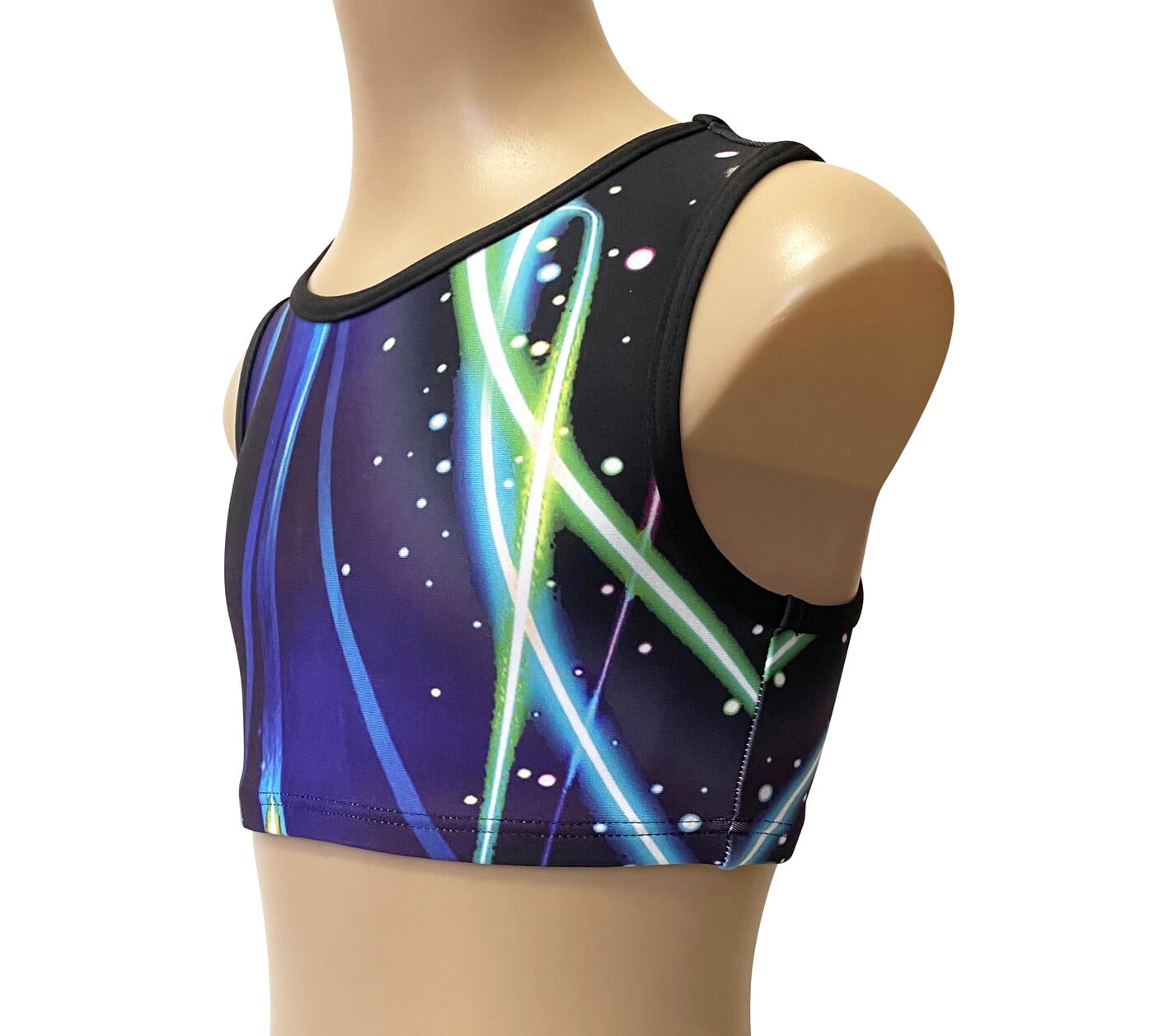 ELECTRIC BLUE GALAXY CROP TOP LYCRA PRINT