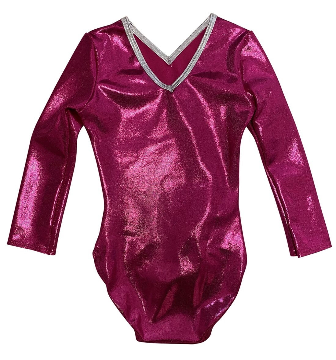 HOT PINK SHINY FOIL WITH SWIRL STONES 3/4 SLEEVE