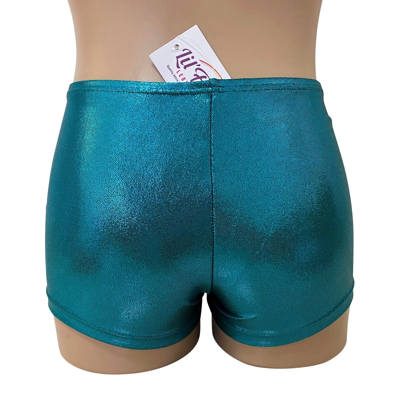 TEAL GREEN SHINY FOIL MYSTIQUE BIKE SHORTS