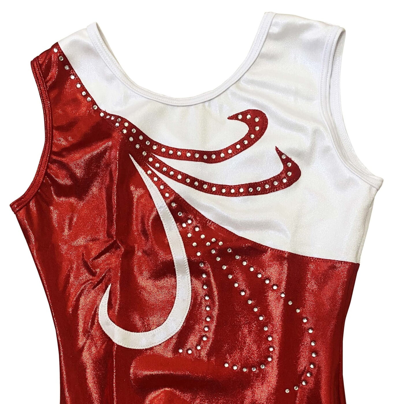 RED AND PEARL WHITE MYSTIQUE WITH CRYSTALS