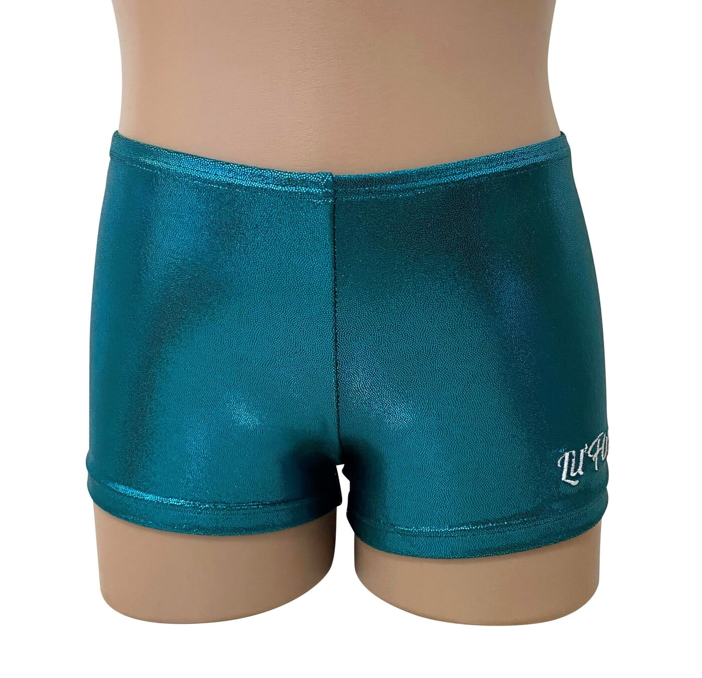 TEAL GREEN SHINY FOIL MYSTIQUE BIKE SHORTS
