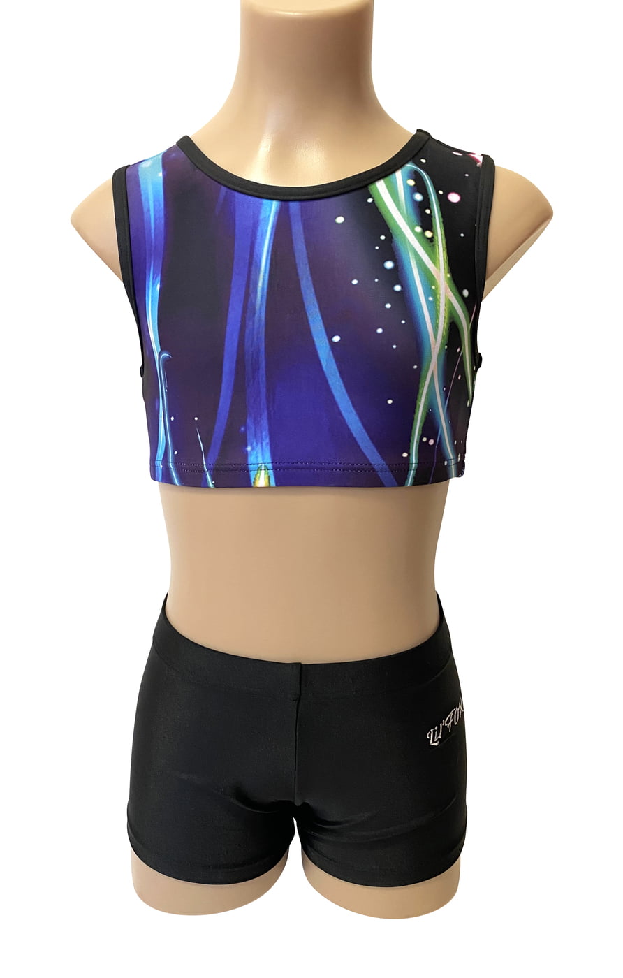 ELECTRIC BLUE GALAXY LYCRA CROP SET