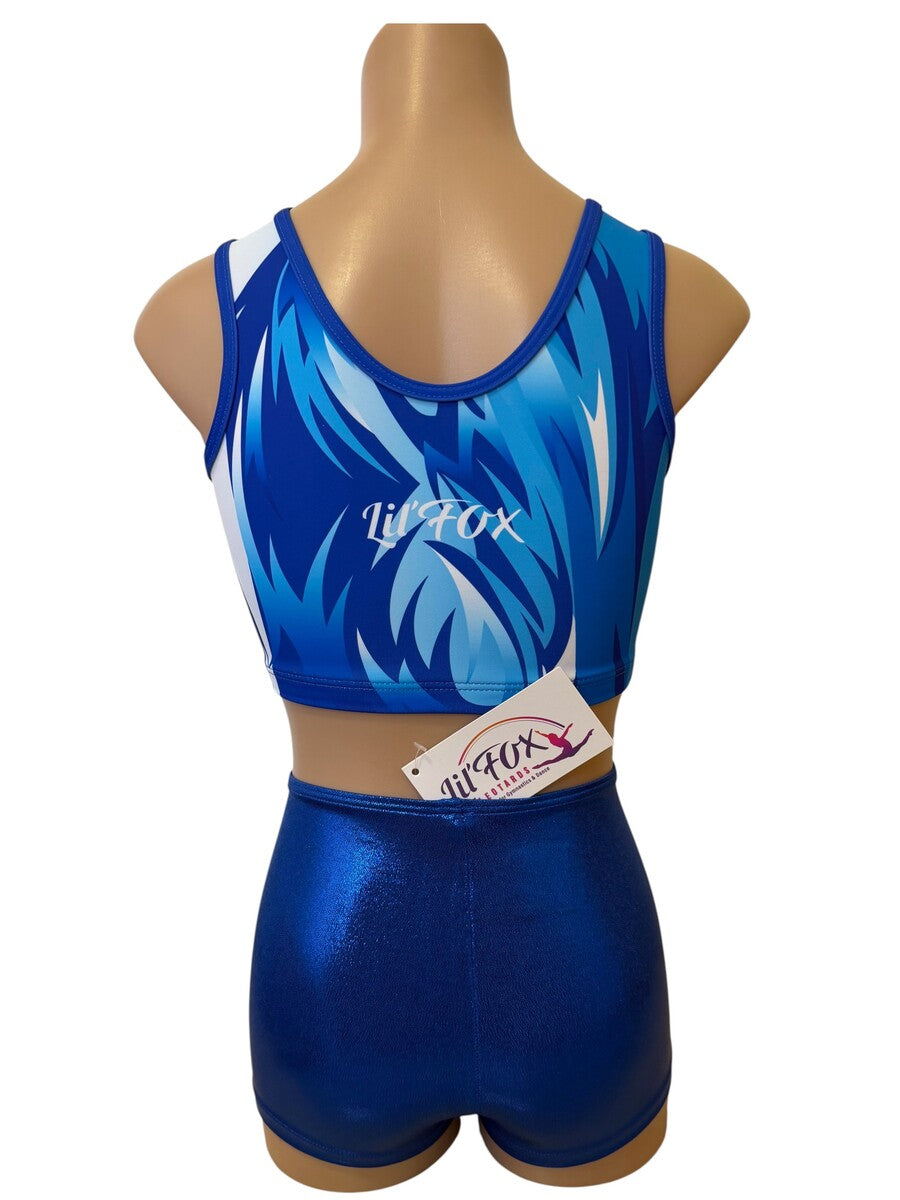 CELESTIAL CROP SET with ROYAL BLUE SHORTS