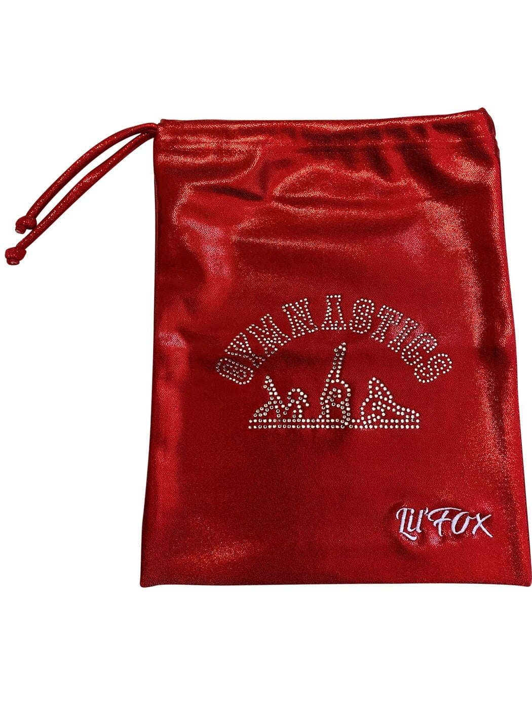 RED SHINY FOIL GRIP BAG 'GYMNASTICS' RHINESTONES