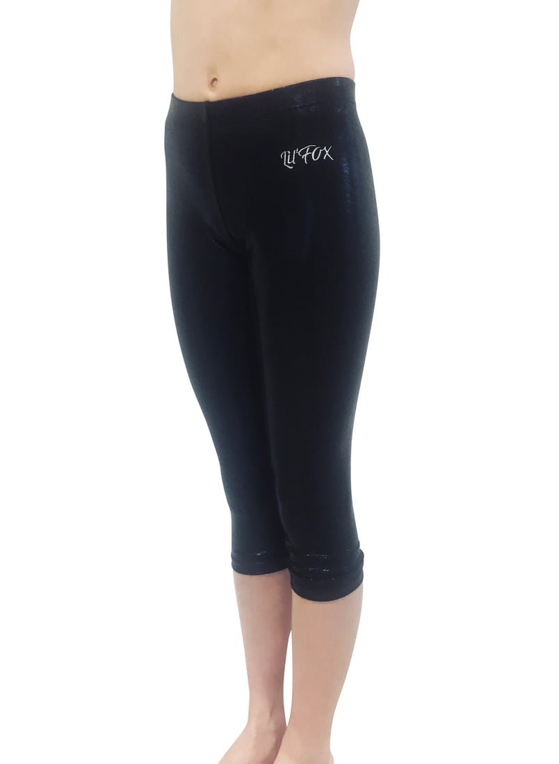 BLACK SHINY FOIL MYSTIQUE 3/4 LEGGINGS