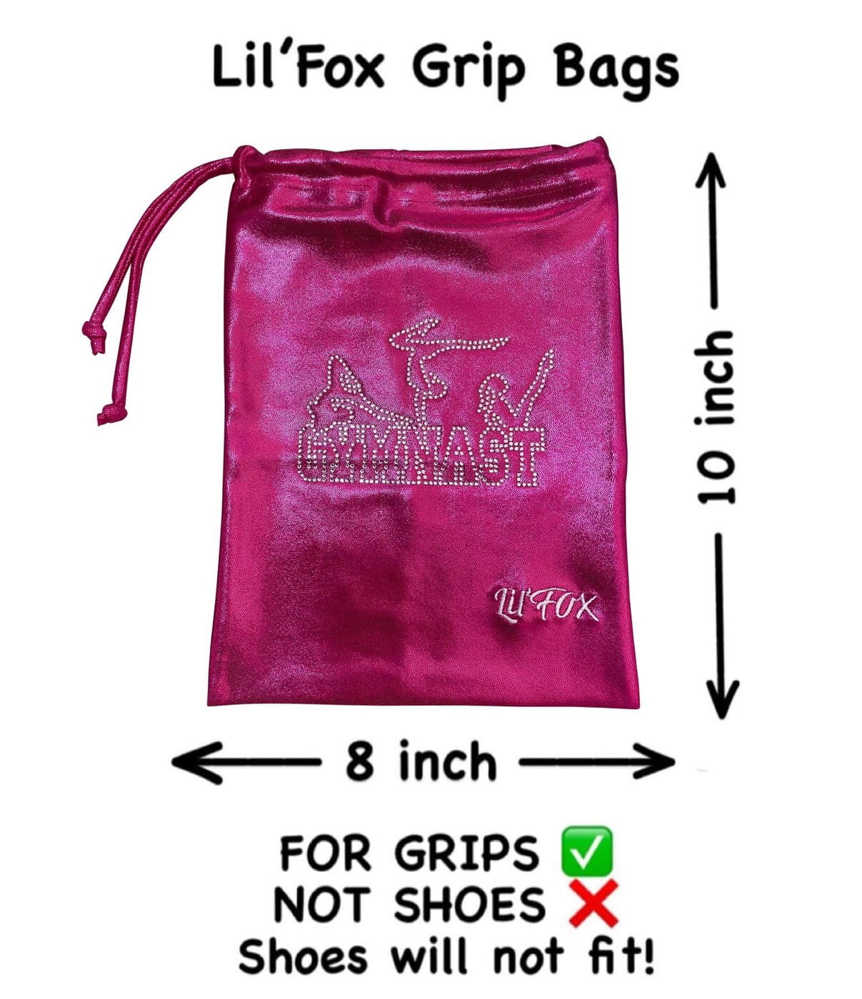 HOT PINK MYSTIQUE GRIP BAG WITH 'GYMNAST' RHINESTONES