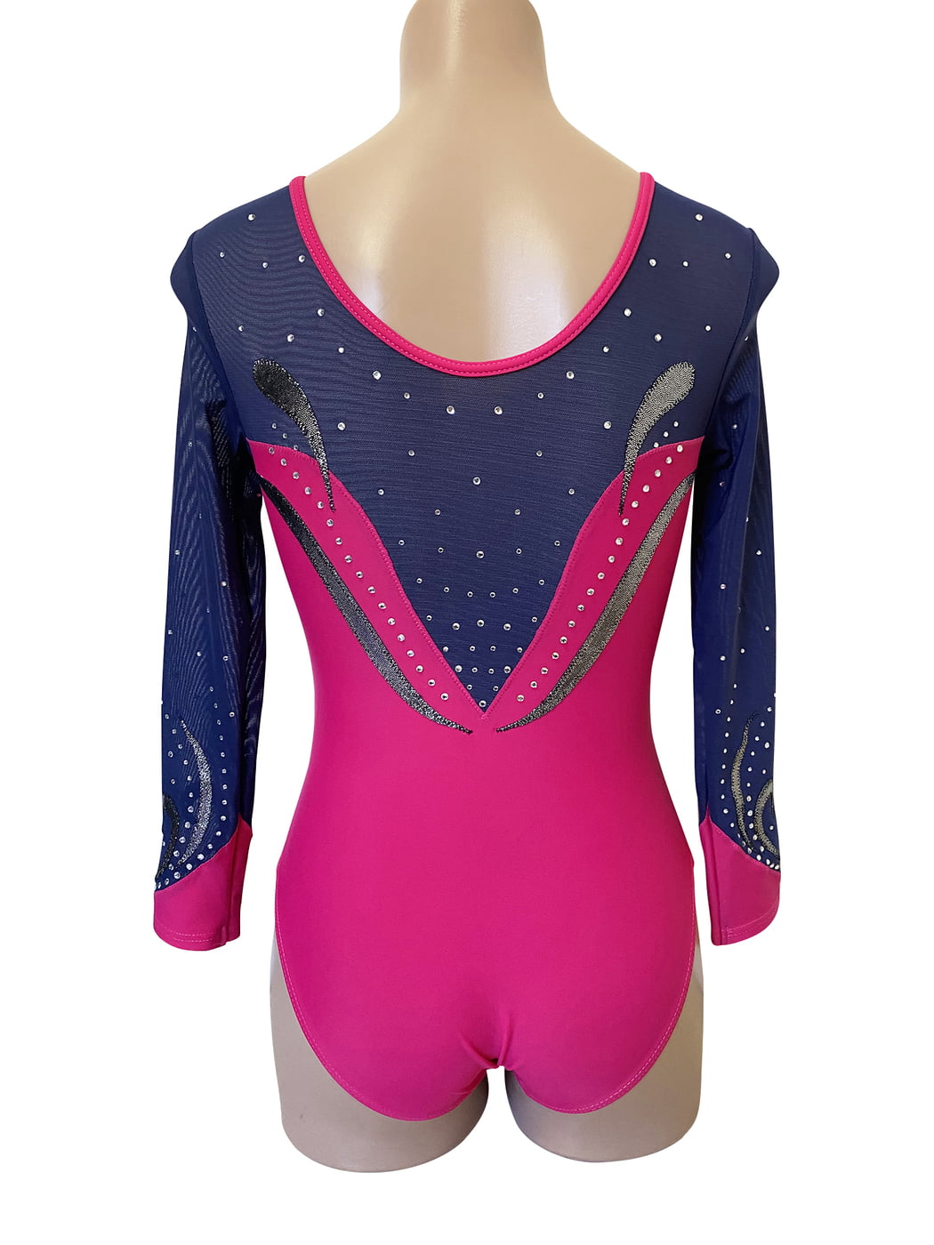 HOT PINK / NAVY SHEER SWEETHEART LONG SLEEVE