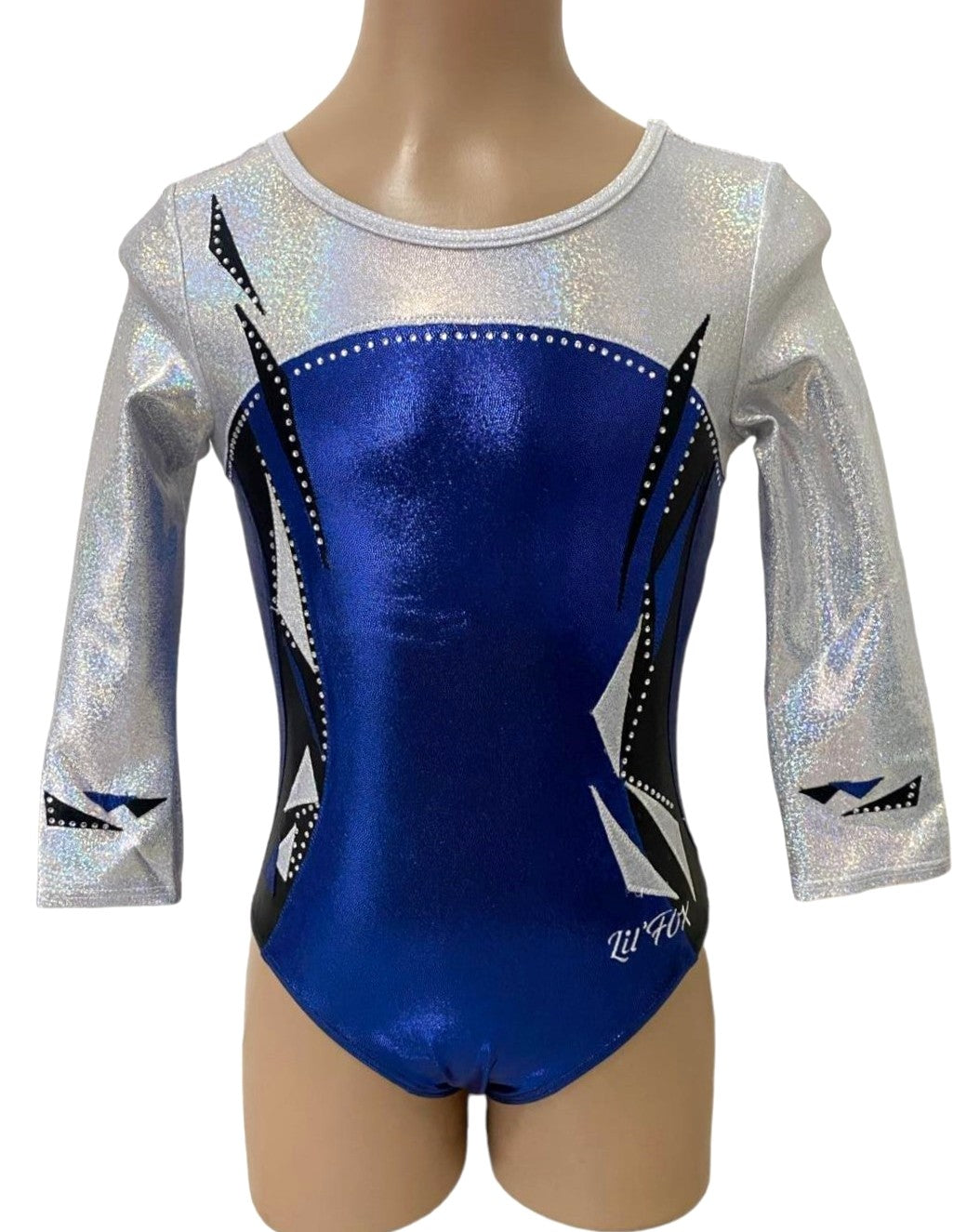 DEEP ROYAL BLUE, BLACK & SILVER 3/4 SLEEVE *CLEARANCE*