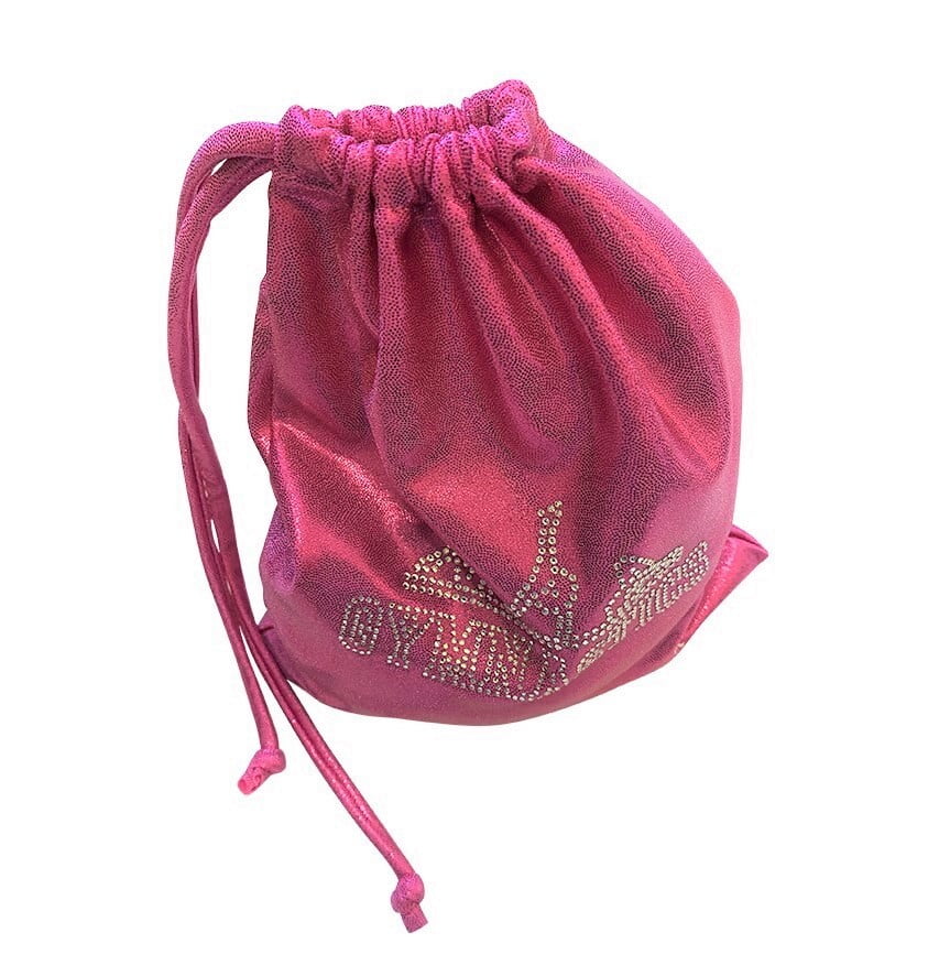 PINK SHINY MYSTIQUE GRIP BAG WITH 'GYMNASTICS' RHINESTONES