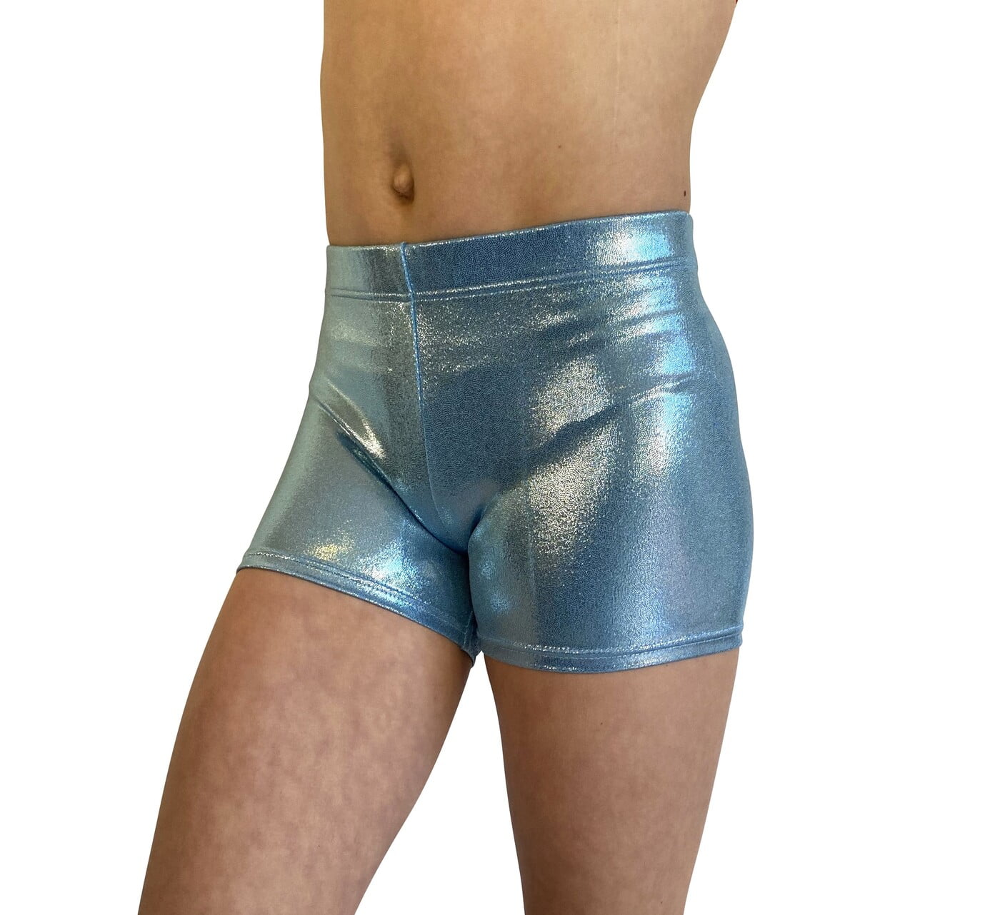 ICE BLUE SHINY FOIL MYSTIQUE BIKE SHORTS