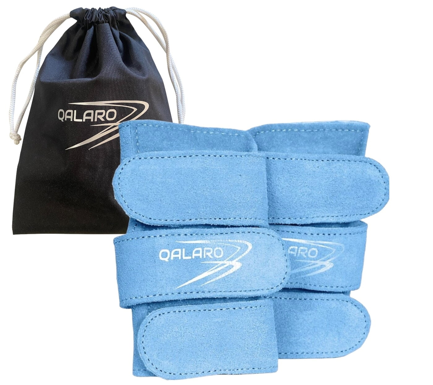 QALARO - SKY BLUE SUEDE WRIST SUPPORTS (pair)