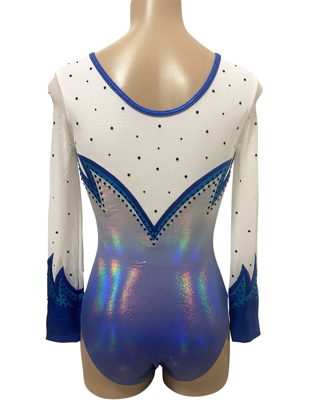PEARL BLUE OMBRE FLAMES SHEER LONG SLEEVE