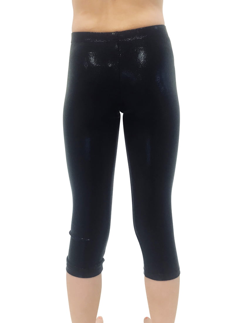 BLACK SHINY FOIL MYSTIQUE 3/4 LEGGINGS