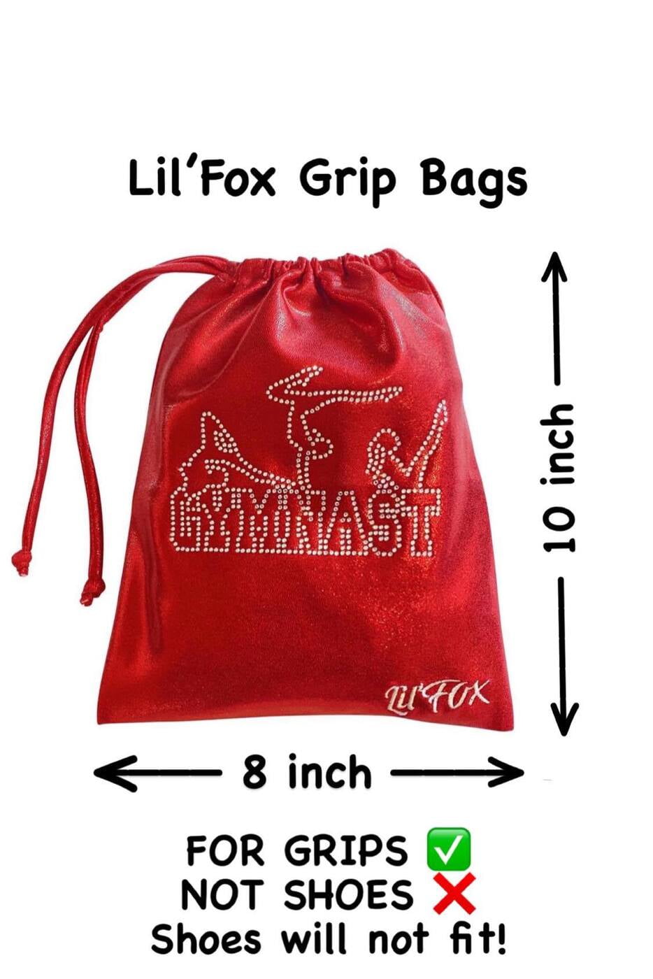RED MYSTIQUE GRIP BAG WITH 'GYMNAST' RHINESTONES