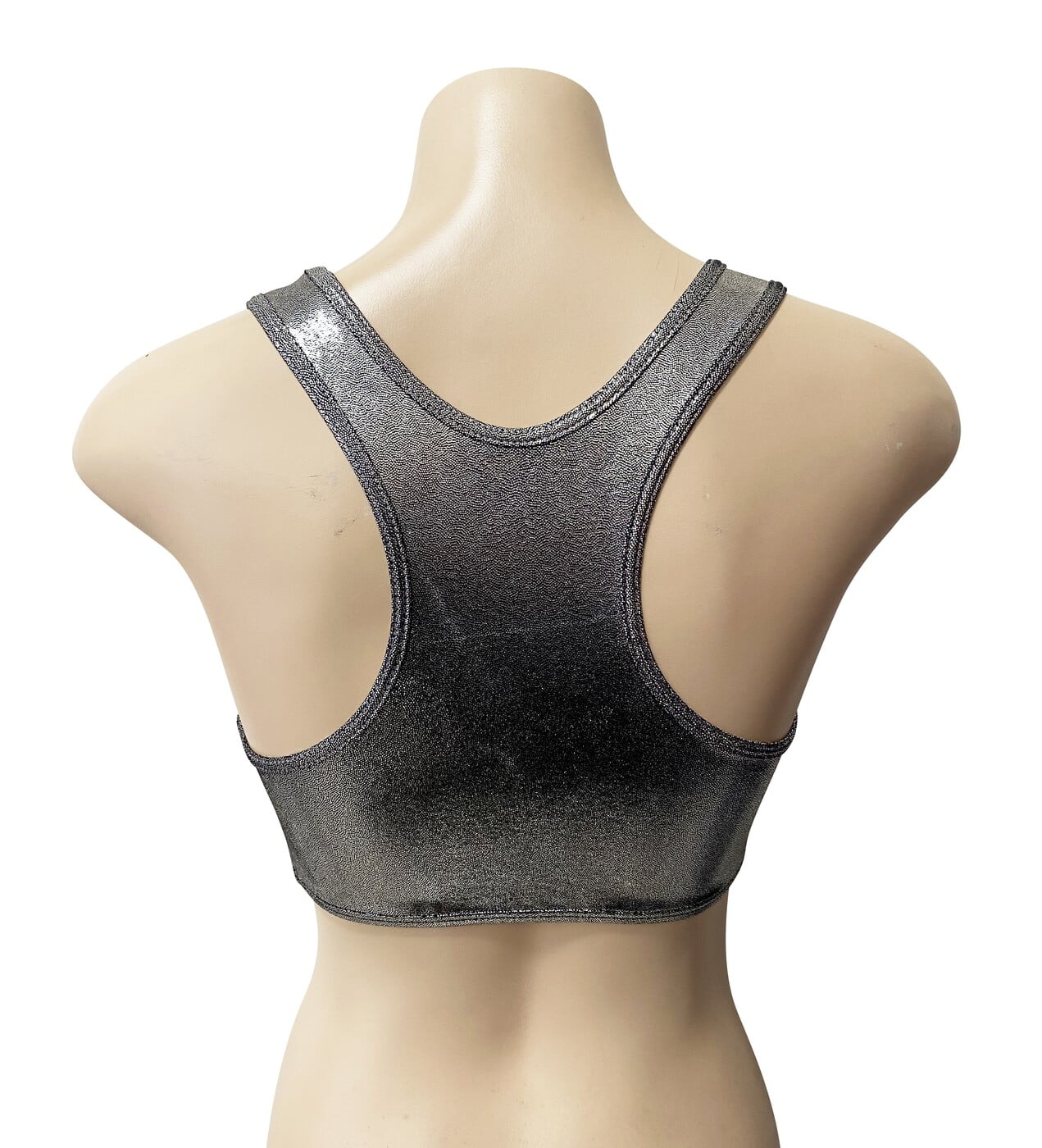 DARK SILVER SHINY FOIL CROP TOP