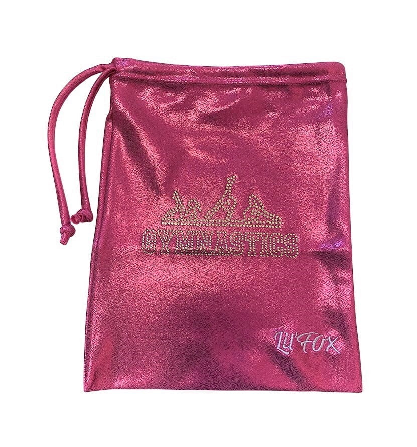 PINK SHINY MYSTIQUE GRIP BAG WITH 'GYMNASTICS' RHINESTONES