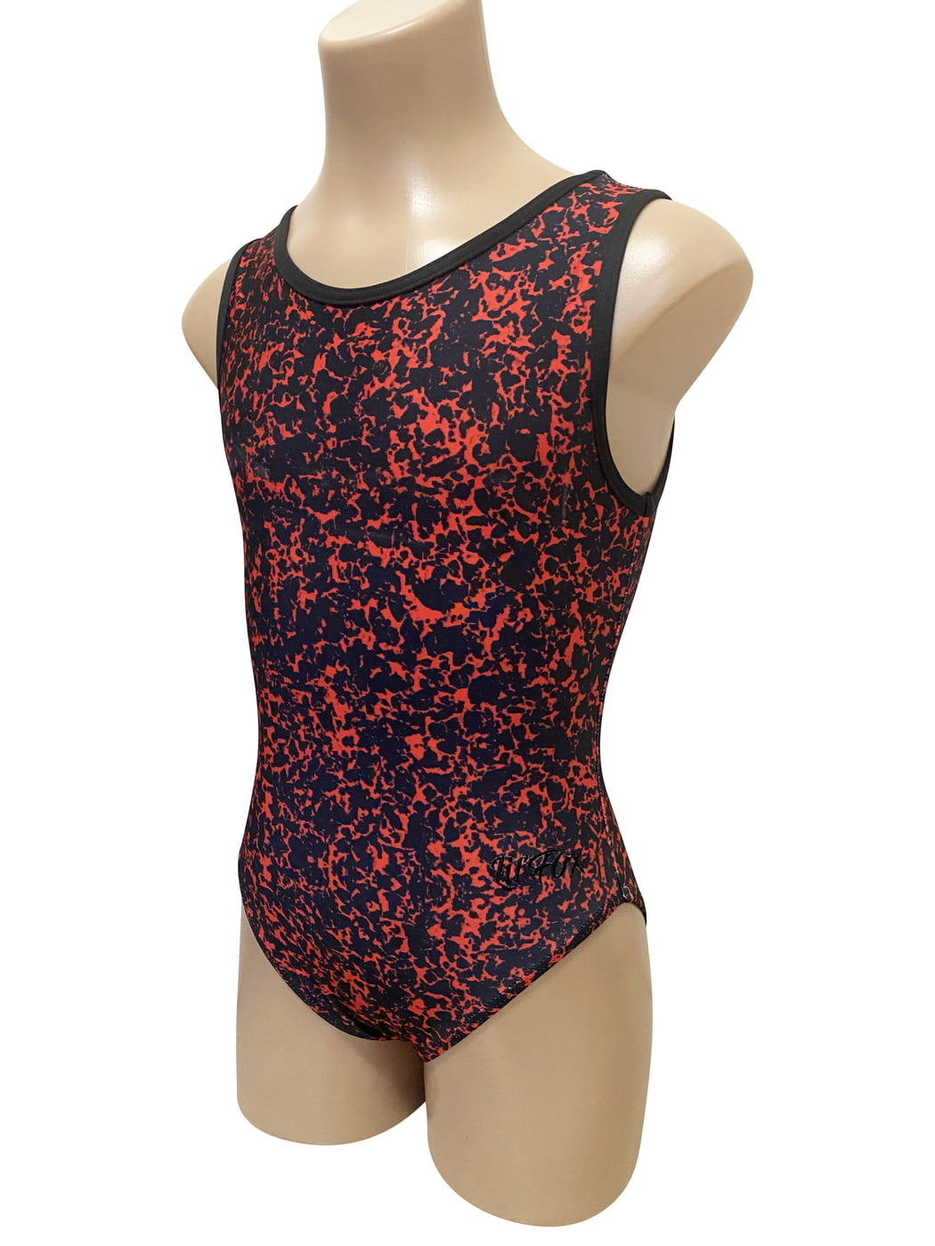 RED AND BLACK SPECKLE LYCRA PRINT