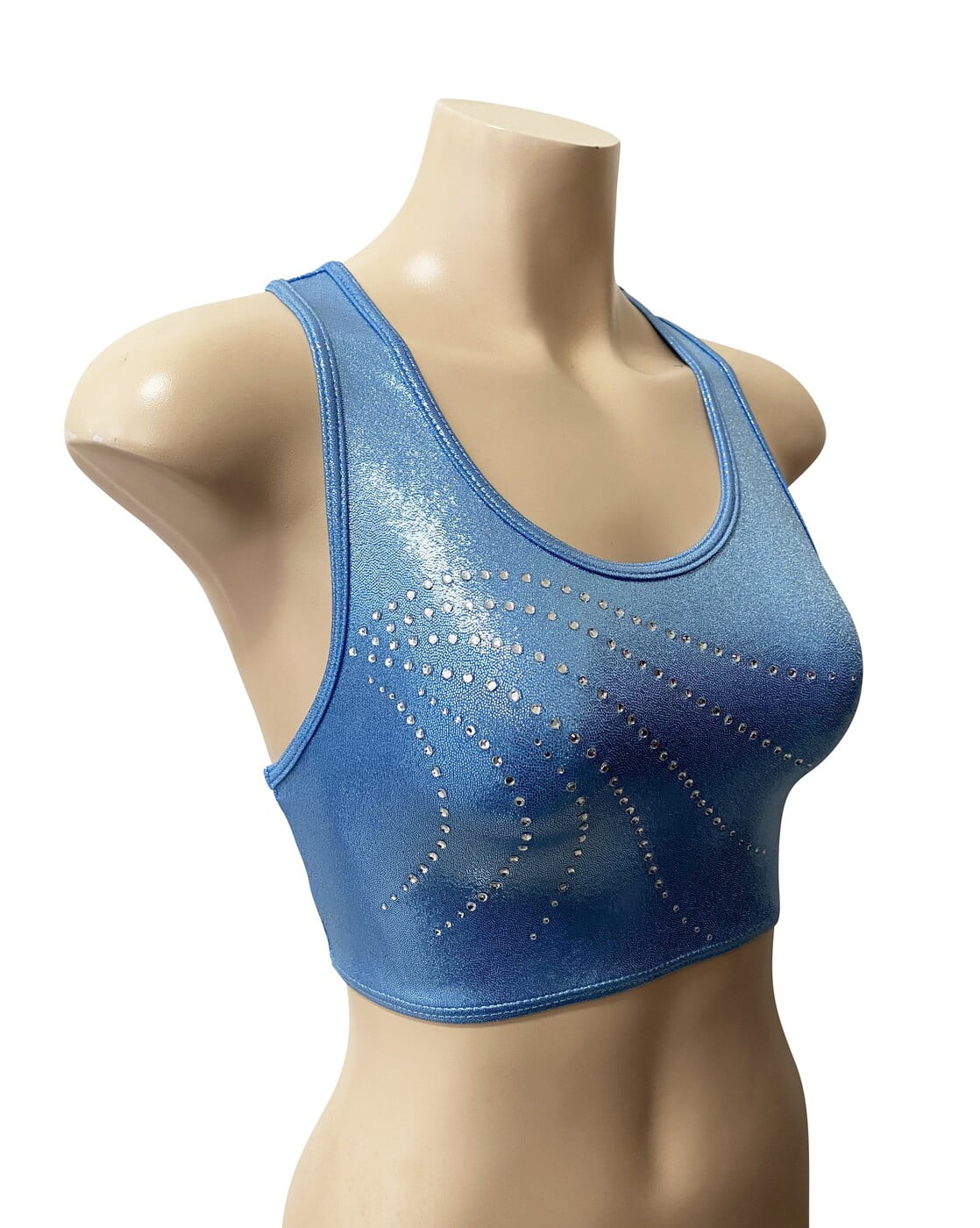 ICE BLUE SHINY FOIL MYSTIQUE CROP TOP
