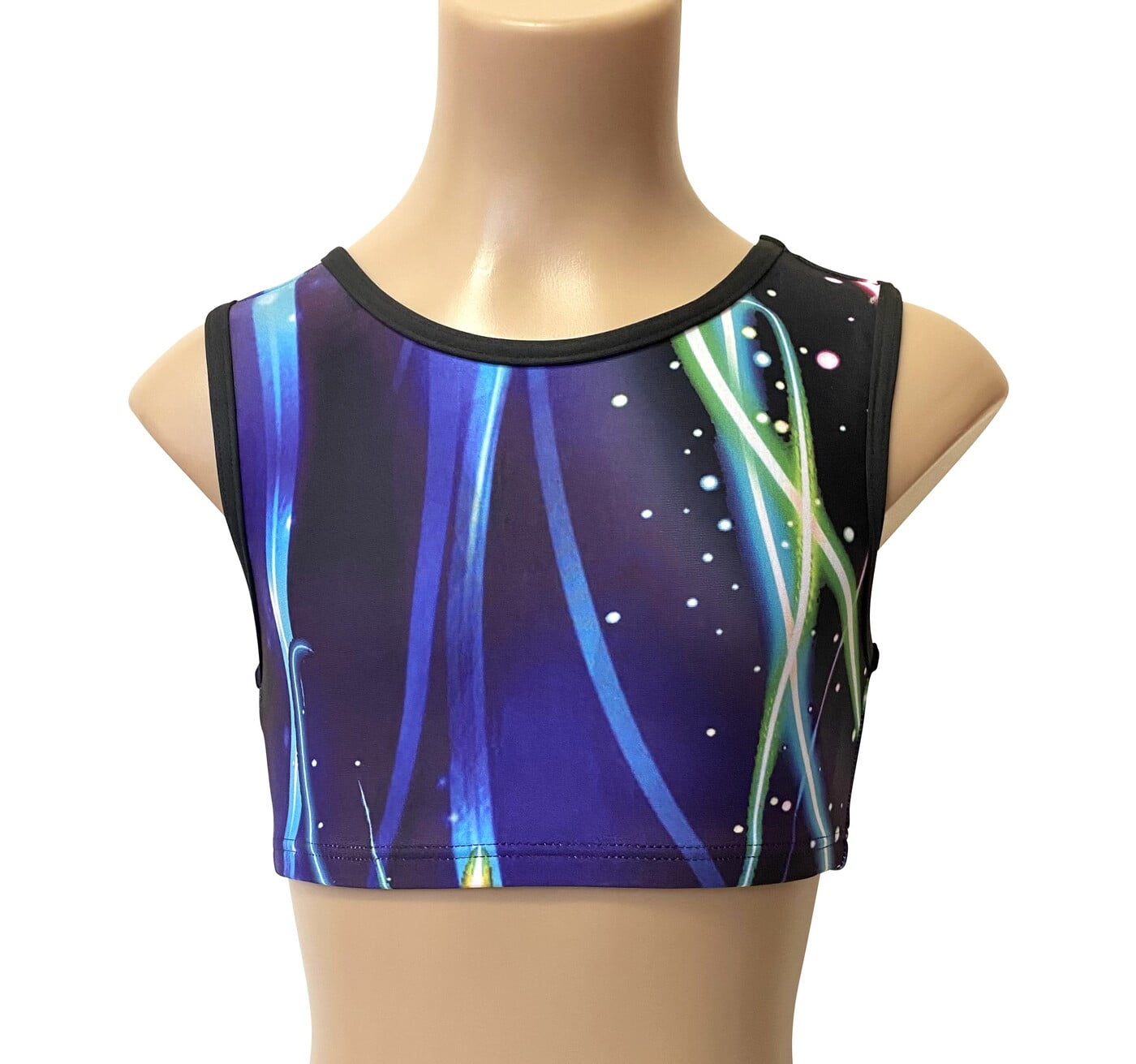 ELECTRIC BLUE GALAXY CROP TOP LYCRA PRINT