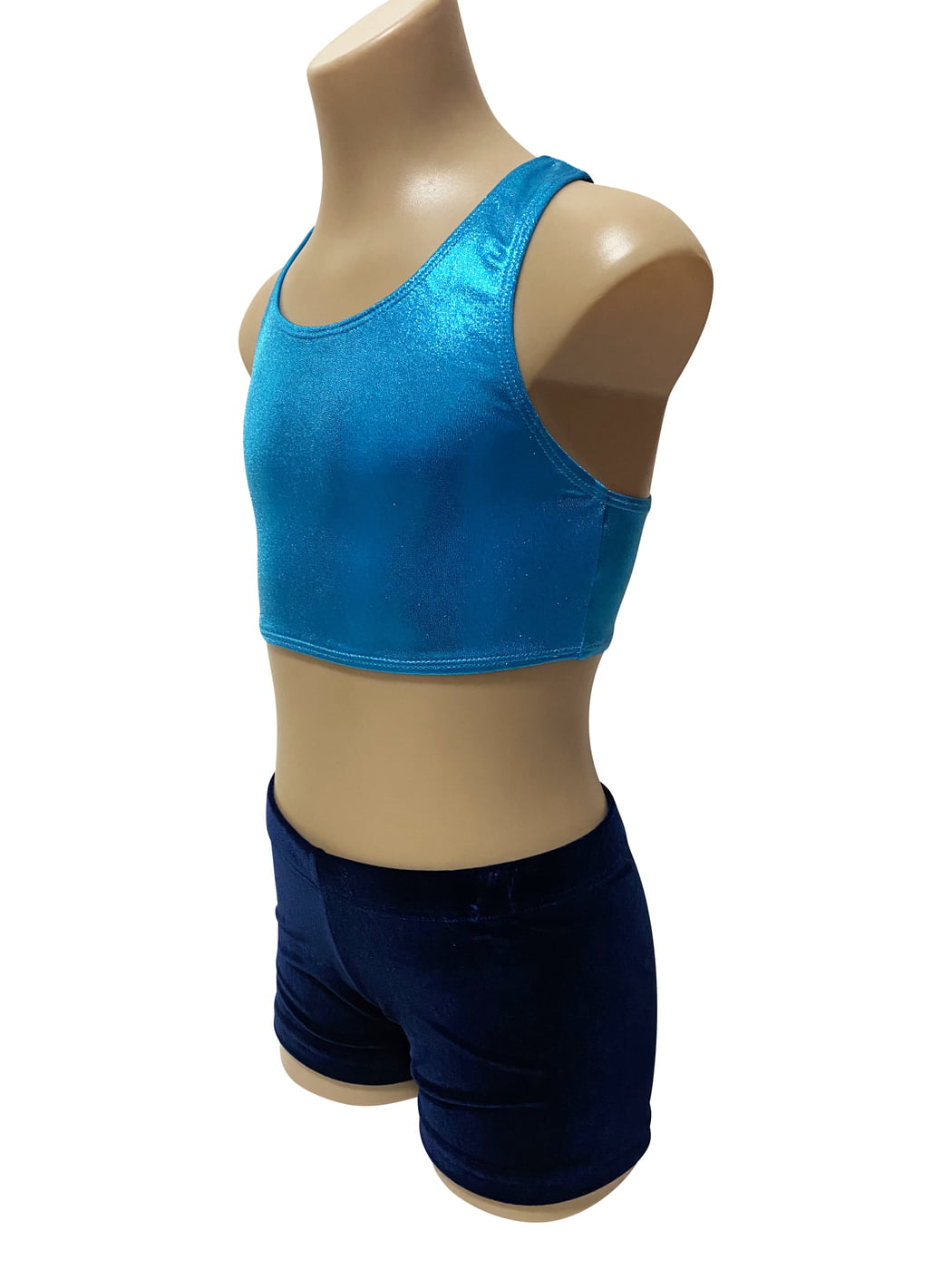 OCEAN BLUE WITH NAVY VELVET CROP SET