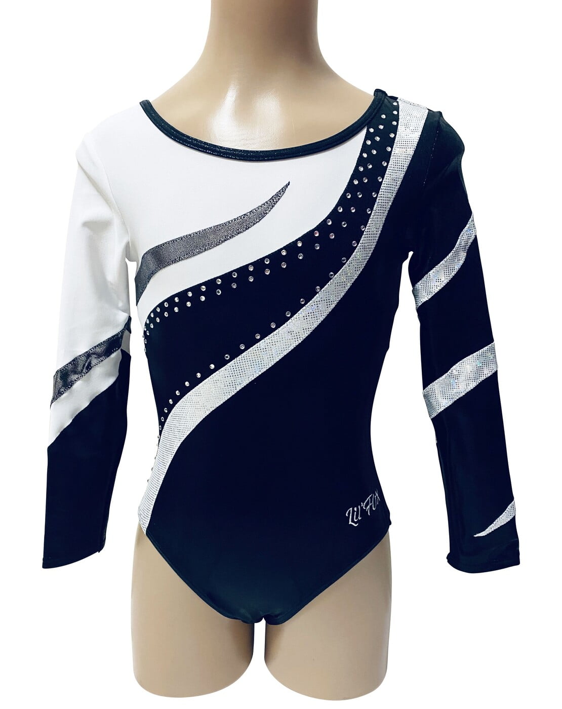 BLACK / SILVER MYST WITH MATT WHITE AND RHINESTONES LONG SLEEVE