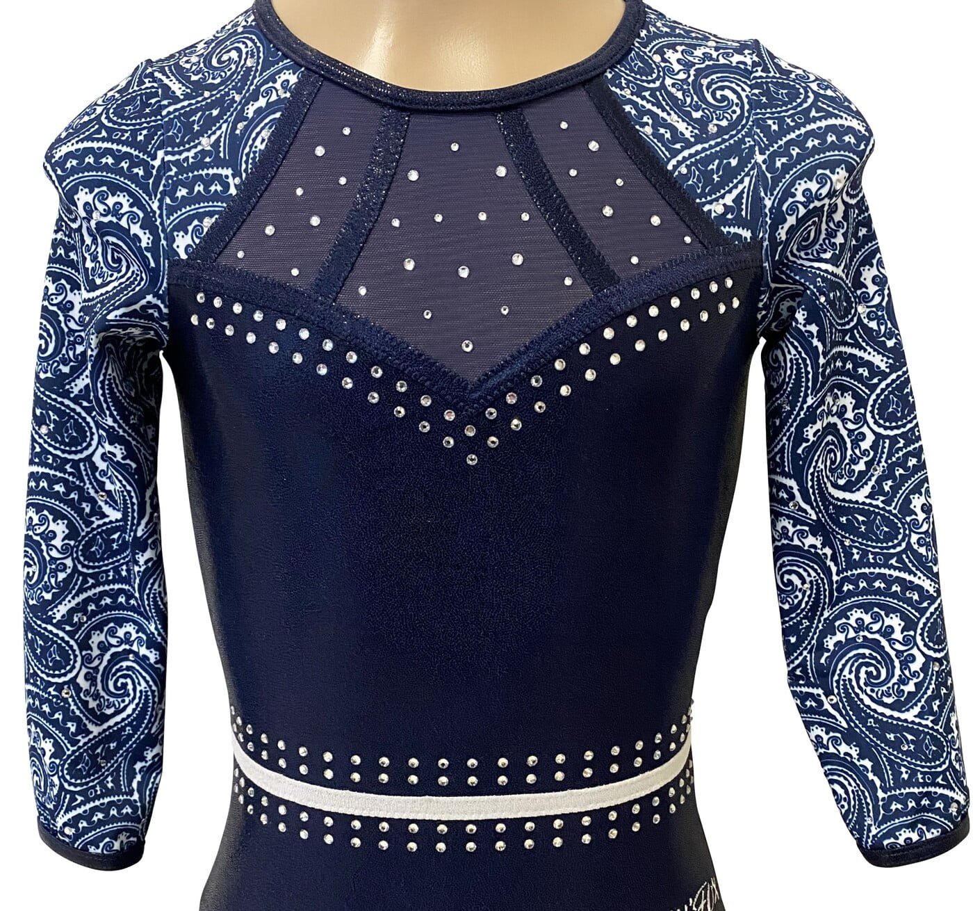 NAVY PHOENIX WITH PAISLEY AND CRYSTALS 3/4 SLEEVE