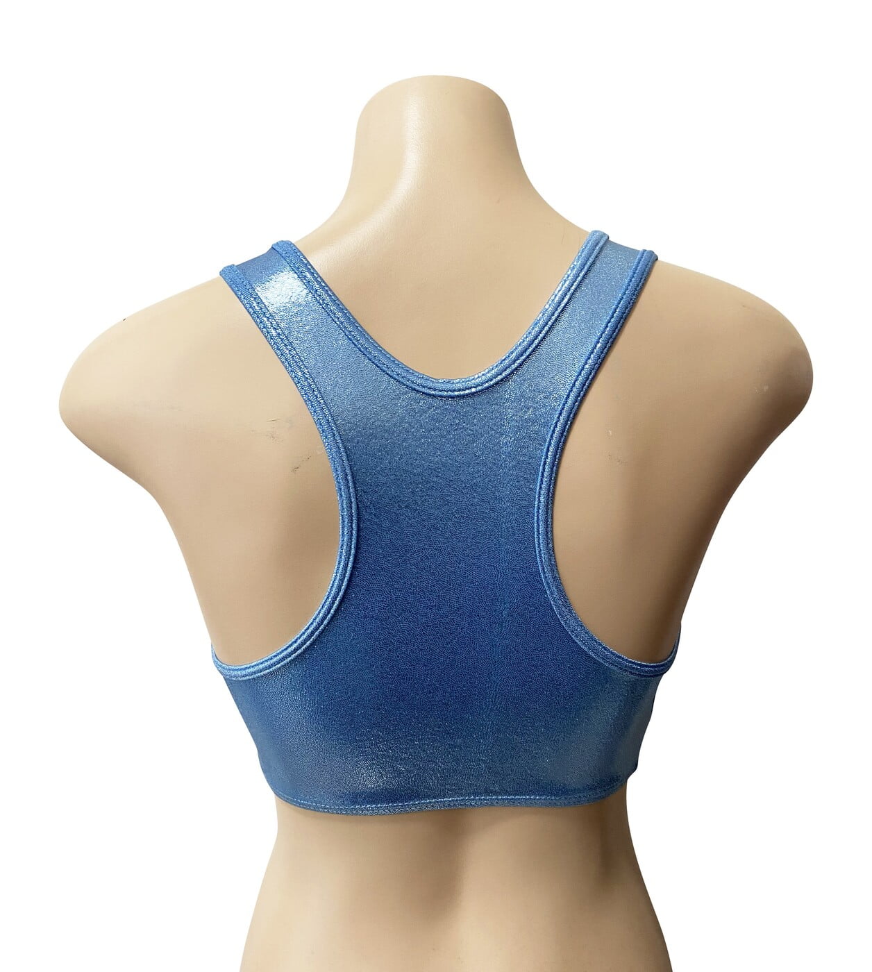 ICE BLUE SHINY FOIL MYSTIQUE CROP TOP