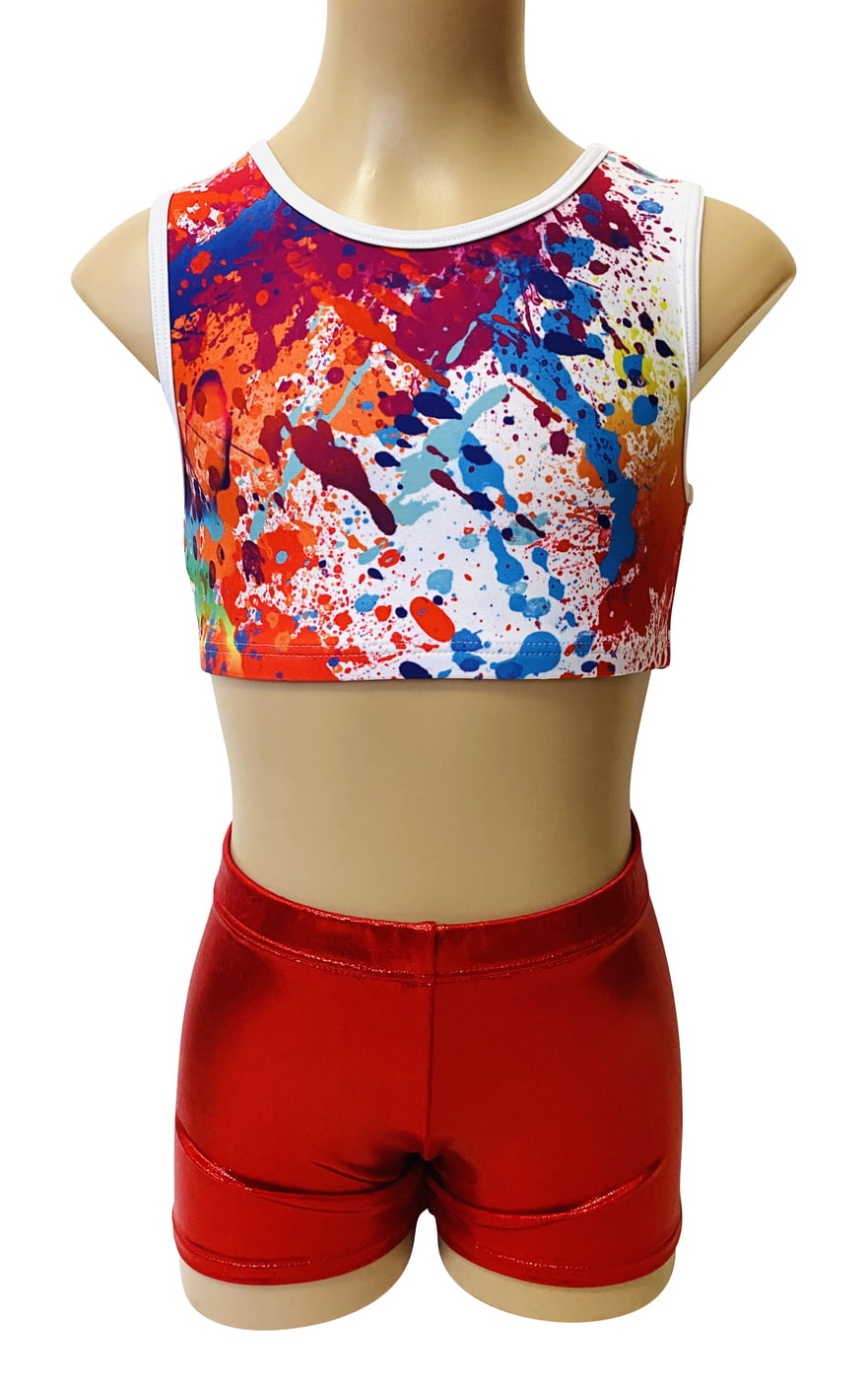 RAINBOW SPLAT RED CROP SET