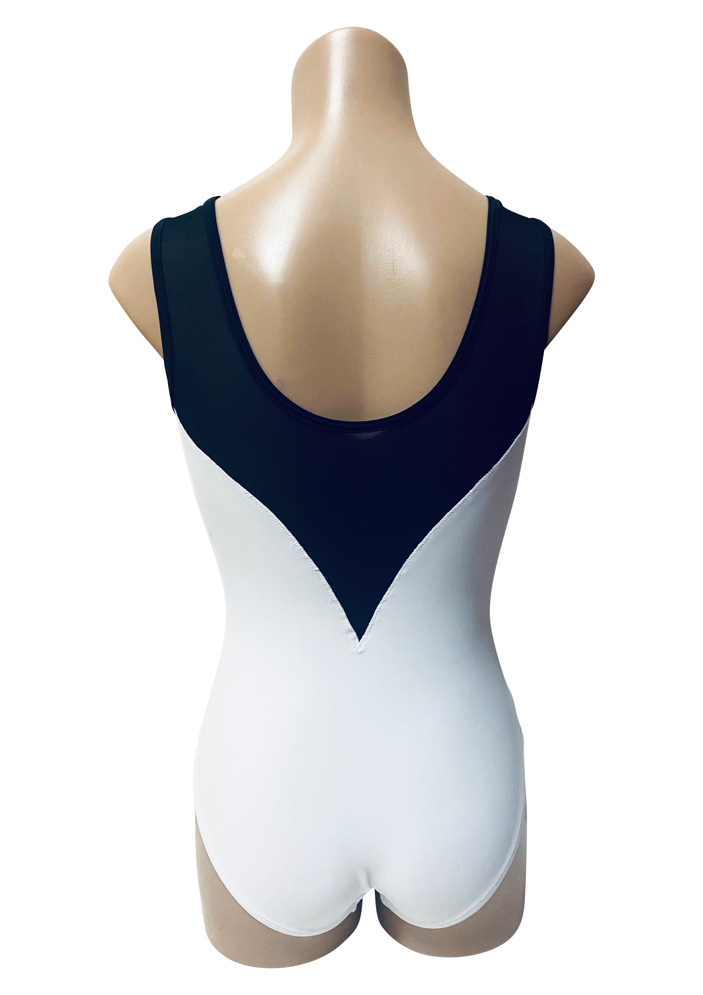 WHITE MATT LYCRA, BLACK MESH AND MIXED STONES