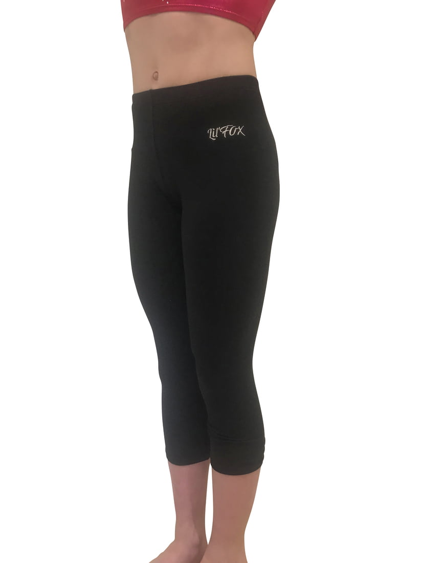 BLACK STRETCH COTTON 3/4 LEGGINGS