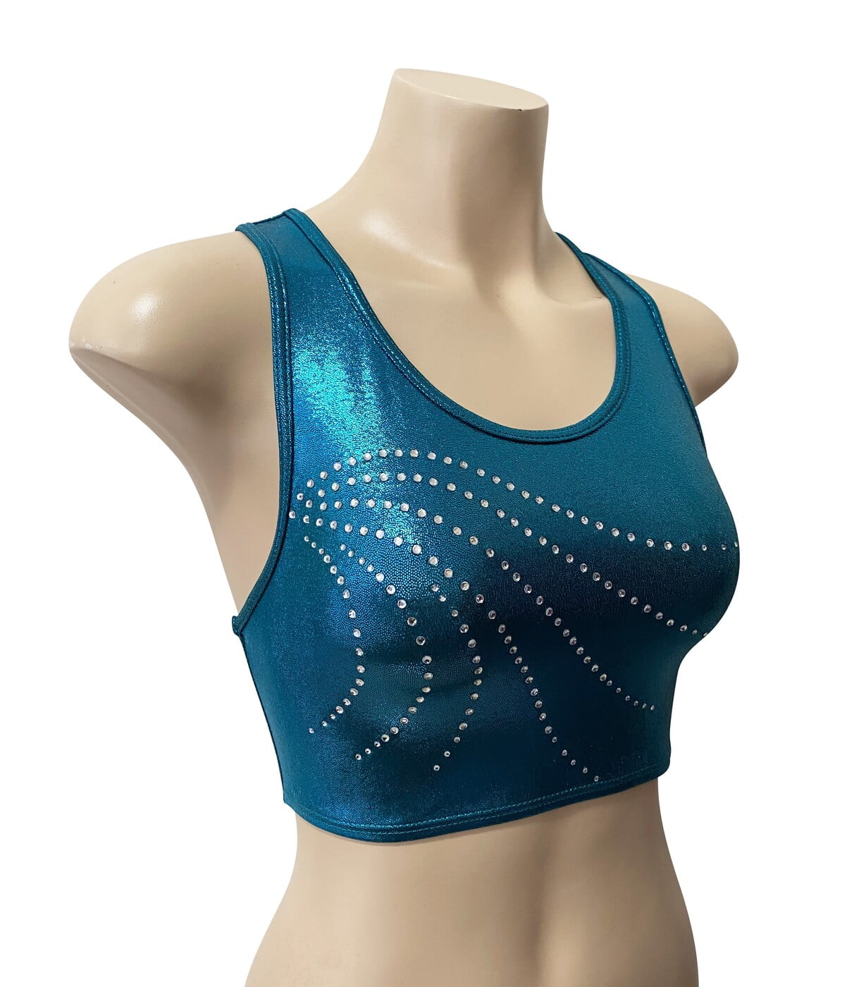 TEAL GREEN SHINY MYSTIQUE CROP TOP
