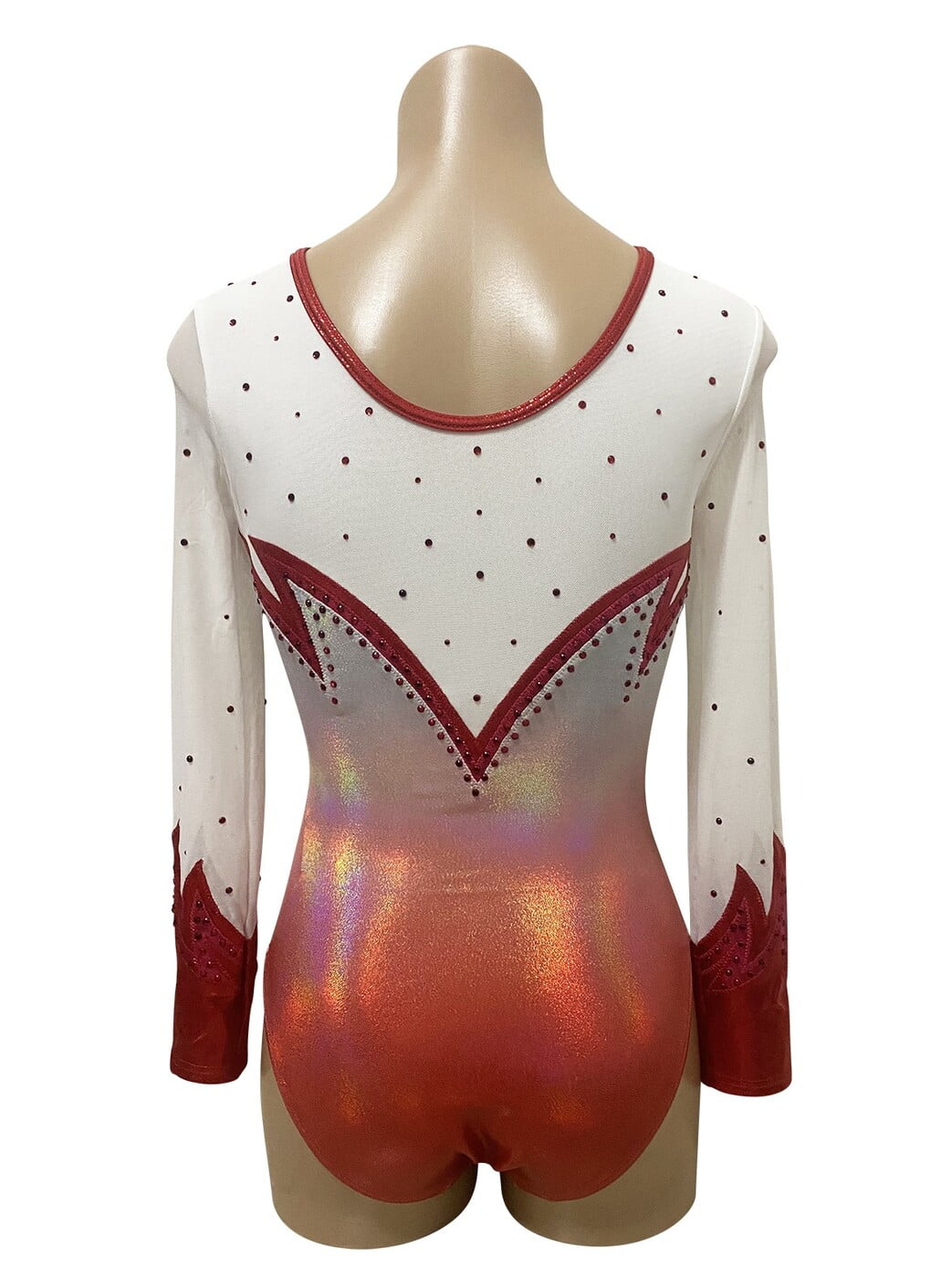 PEARL RED OMBRE FLAMES SHEER LONG SLEEVE