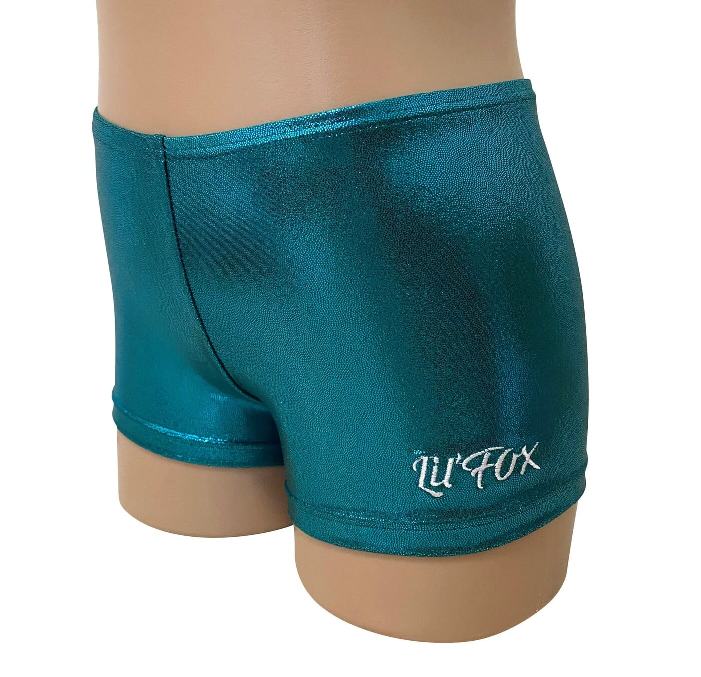 TEAL GREEN SHINY FOIL MYSTIQUE BIKE SHORTS