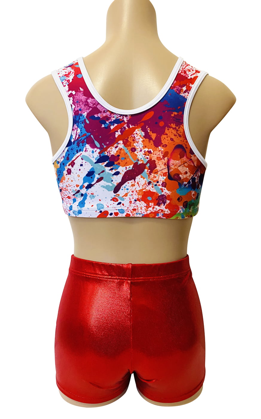 RAINBOW SPLAT RED CROP SET