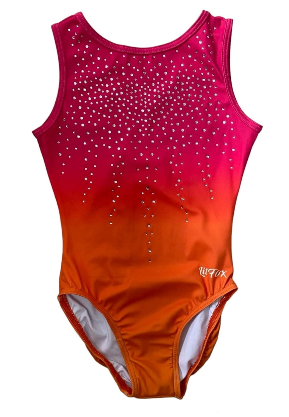 SUNSET PINK TO ORANGE OMBRE LYCRA SHIMMER