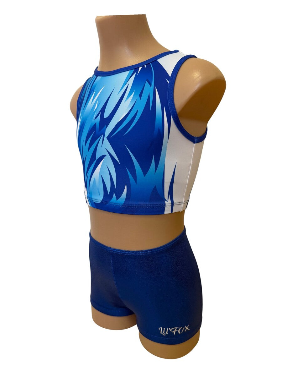 CELESTIAL CROP SET with ROYAL BLUE SHORTS