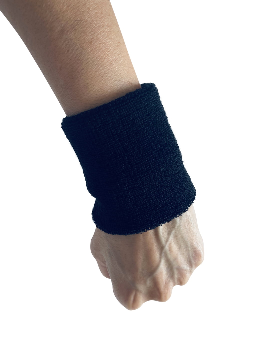 PLAIN BLACK WRIST BANDS 8cm length (pair)