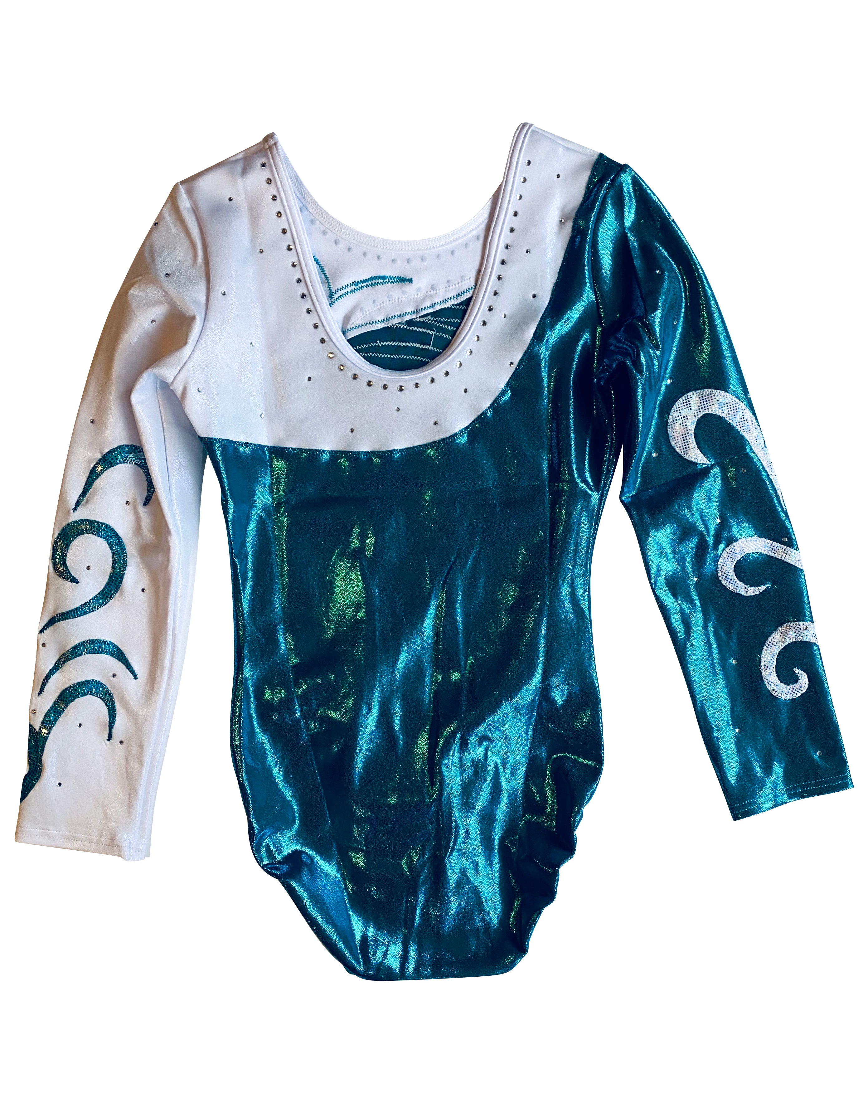 TEAL GREEN WHITE SHINY MYSTIQUE LONG SLEEVE